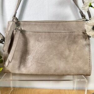 Joy Faux‎ Leather Crossbody Bag Taupe Floral Interior Small Purse